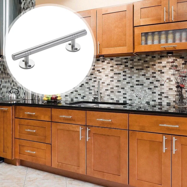 Stainless Steel T-Bar Modern Kitchen Cabinet Door Handles Drawer Pulls W M6G9