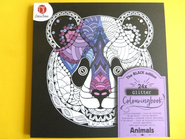 Malbuch für Erwachsene 24 Vorlagen Animals Glitzer ca:21x21cm