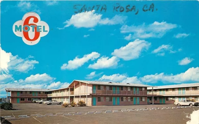 Santa Rosa California~Motel 6~US 101~1960-70s Cars~Postcard