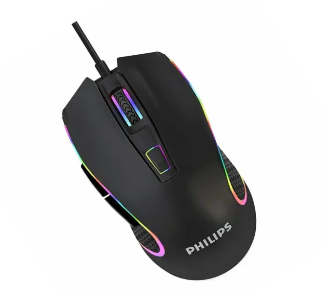 Philips Wired Gaming Mouse RGB Optical USB LED Mice for PC Gamers 2