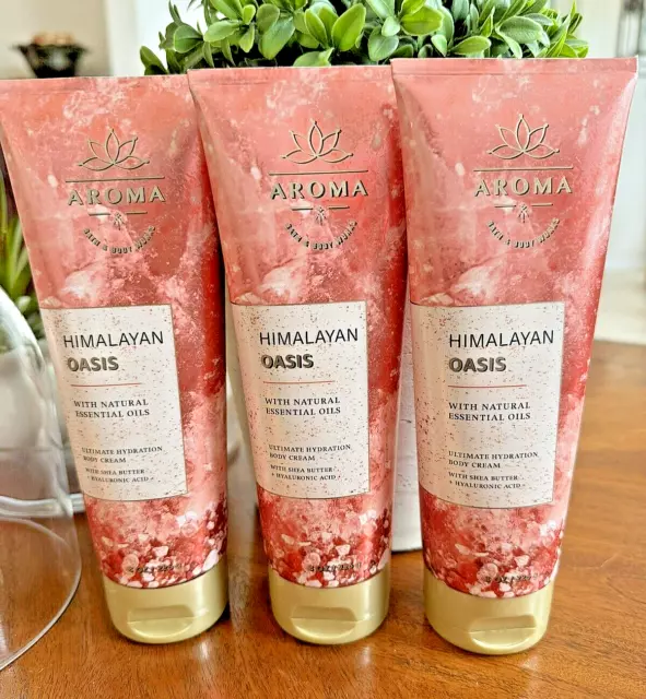 Bath & Body Works HIMALAYAN OASIS Aromatherapy Body Cream 8 oz. x 3