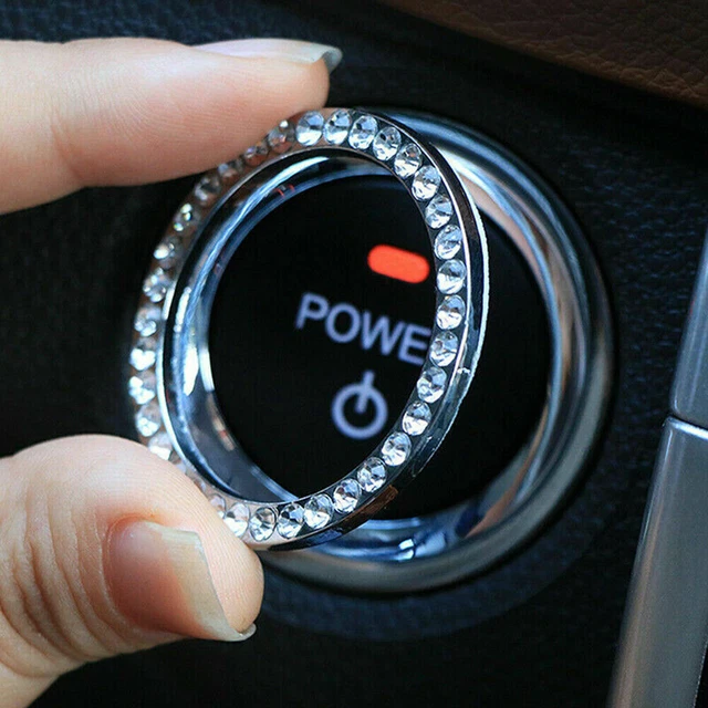 1x Car Interior Button Start Switch Parts Diamond Ring Sticker Decor Accessories