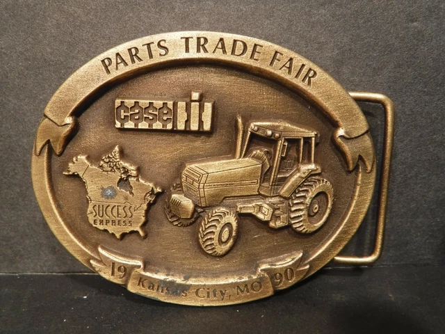 Vintage 1990 Parts Trade Fair Kansas City MO. Brass Belt Buckle Case IH 7130