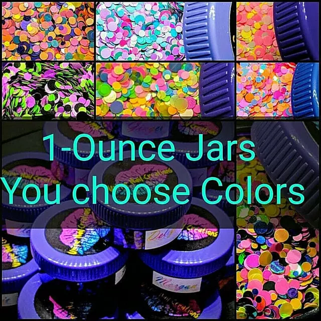 BULK  1 OUNCE JAR~Dot's, Star, GLITTER~U Choose Nail•Acrylic•Gel•Body Art•Face