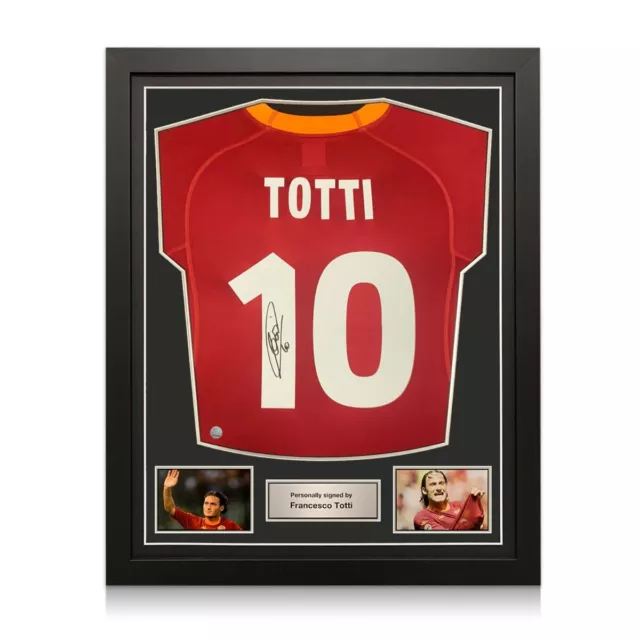 Maillot Scudetto AS Roma 2000-01 signé par Francesco Totti. Encadré
