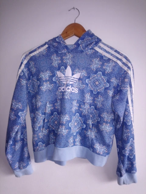GIRLS ADIDAS TRACKSUIT JACKET / TOP 11-12 years Blue Pink Paisley