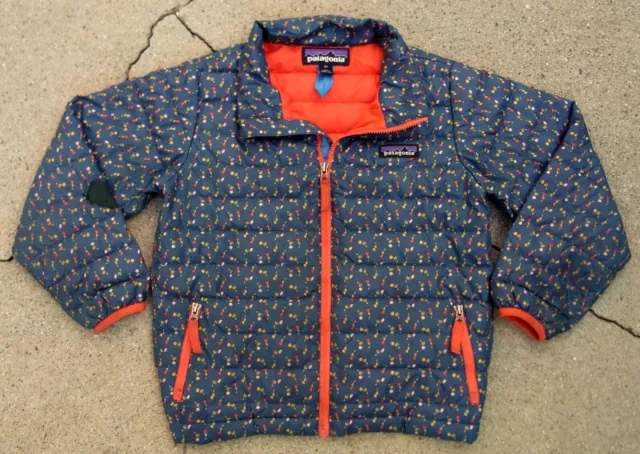 Patagonia Baby Down Sweater Jacket Sz 5T  Blue Floral