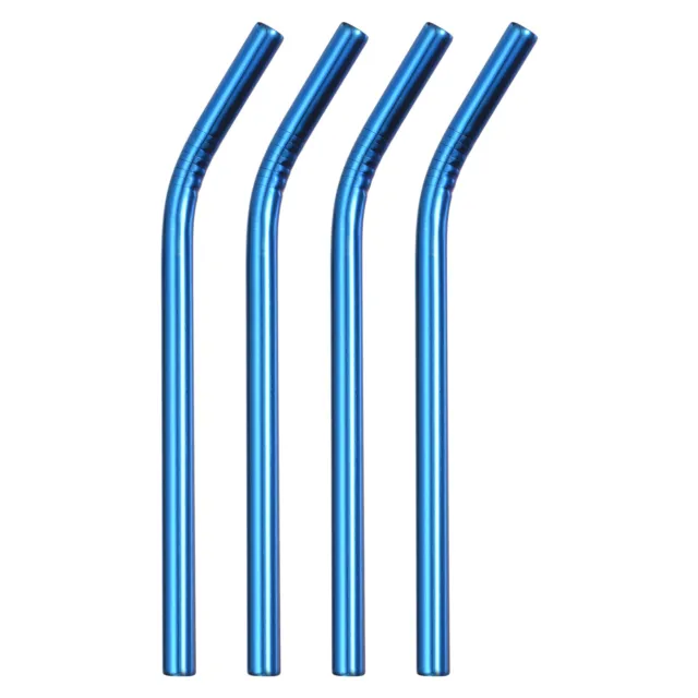 4Pcs 8.46" Long Stainless Steel Straws-Bent for Travel Mugs(Blue)