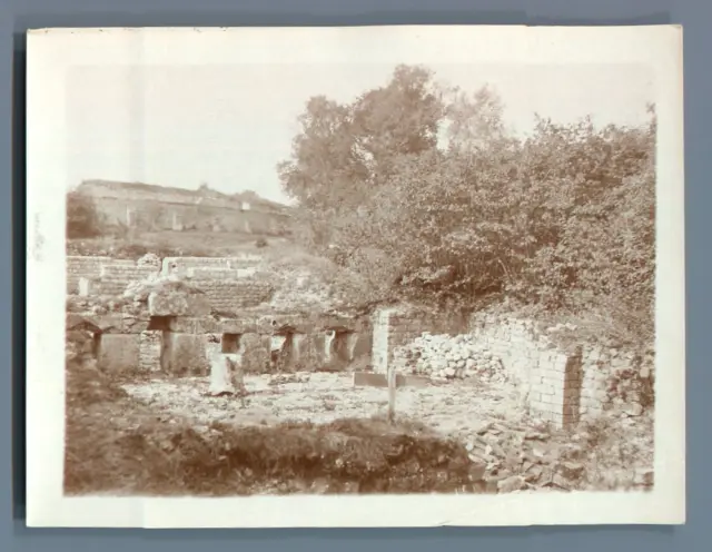 France, Ruins de Champlieu les Bains (Oise) Vintage Silver Print.  Arg Print