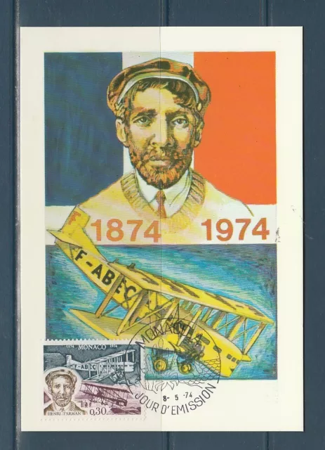 MONACO carte centenaire de la naissance de Henri Farman avion   1974