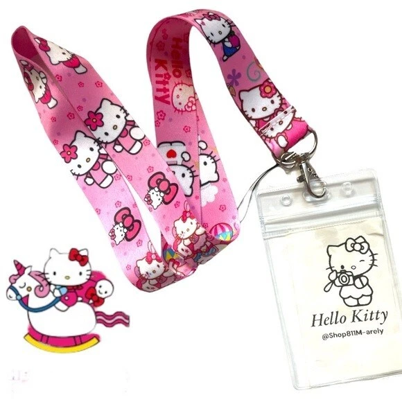 NEW HELLO KITTY Lanyard & ID Badge Card Key Holder badge cartoon school