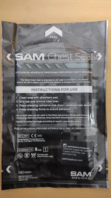 SAM Chest Seal, unvented, Thorax Pflaster, Packung á 2 Stück