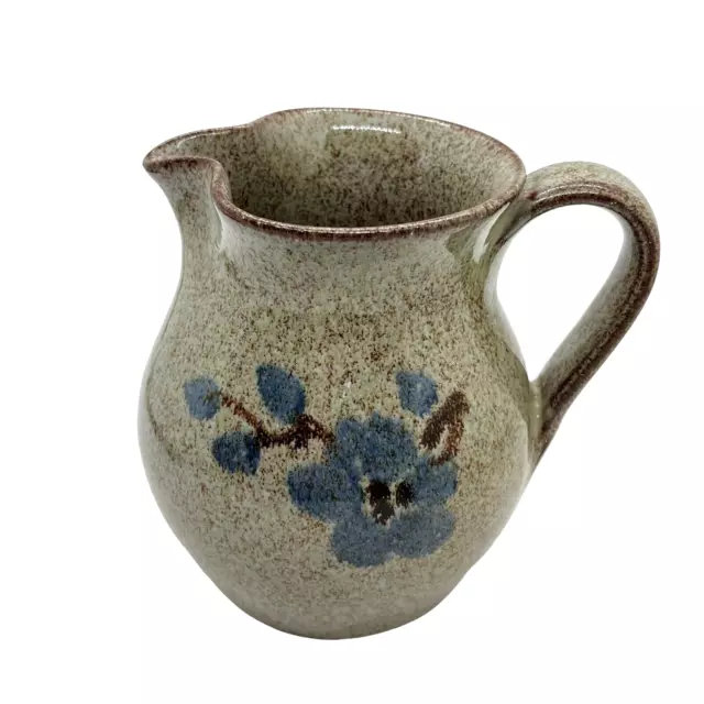 Old Time Pottery Pitcher Wheel Thrown Syrup Cream Vase Vintage Stoneware Floral Old Time Pottery Pitcher Wheel Thrown Syrup Cream Vase Vintage Stoneware Floral