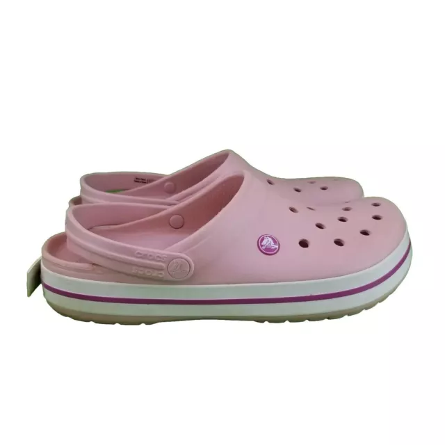 Crocs Unisex Crocband Clog Shoes Pearl Pink/Wild Orchid Women's 12 Men 10 READ