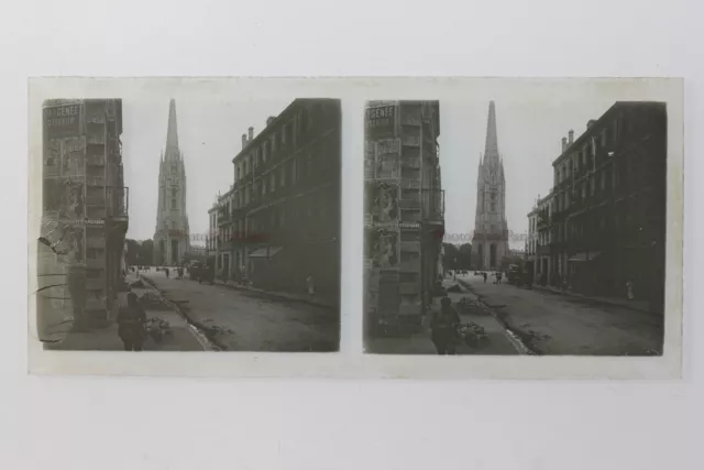France Ville à identifier Photo Stereo P50L2n11 Plaque de verre Vintage c1930