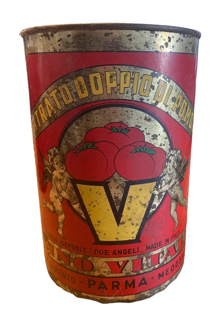 🍅 Scatola Latta Pomodoro Doppio Concentrato Nino Vitali Parma 2 Angeli Medesano