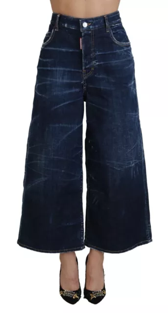 DSQUARED2 Jeans Jinny Blue Cotton High Waist Wide Leg Denim IT38/US4/XS 670usd