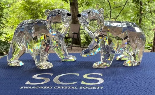 SWAROVSKI Crystal Polar Bear Cubs, Crystal Moonlight Figures Mint in Box SWAROVSKI Crystal Polar Bear Cubs, Crystal Moonlight Figures Mint in Box