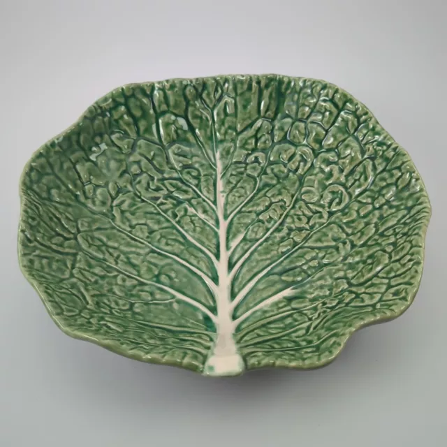 BORDALLO PINHEIRO Majolica CABBAGE LEAF Footed Serving Bowl -  11" x 10" x 3"