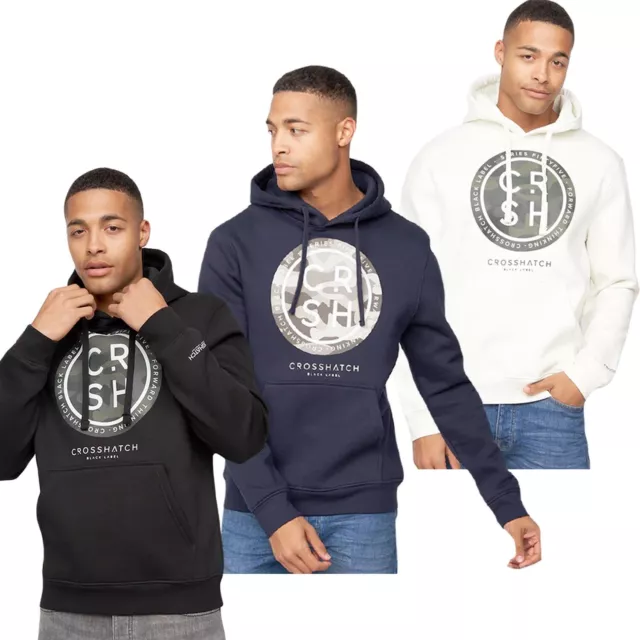 Crosshatch Mens Camo Hoody Cheap Branded Designer Casual Fleece Sweatshirt Top