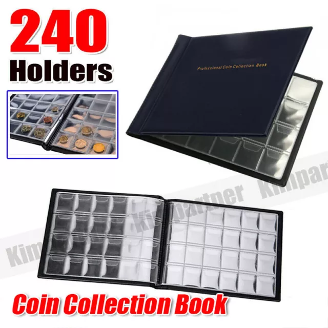 240 Coin Holder Collection Storage Collecting Money Pockets Albums Book Folders