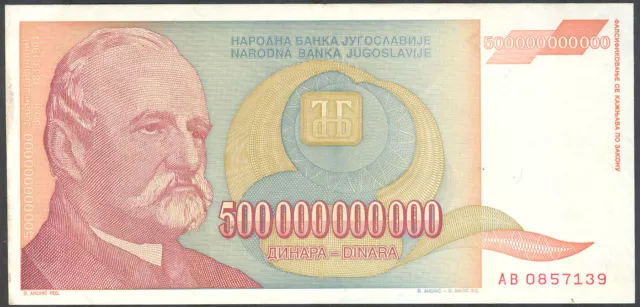 YUGOSLAVIA - 500 Billion Dinara 1993 - HYPERINFLATION Banknote - P-137 (aUNC)