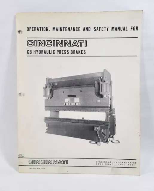 Cincinnati CB Hydraulic Press Brakes - Operation/Safety/Maintenance manual 1987