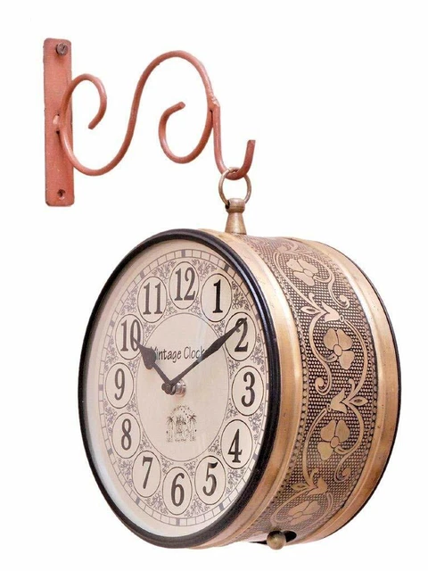 Vintage Clock Handcrafted Double Side Iron Clock (Railway Style)10&freeShipping