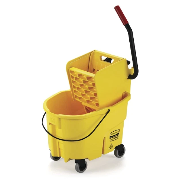 Side-Press Mop Bucket and Wringer Combo on Wheels, Yellow