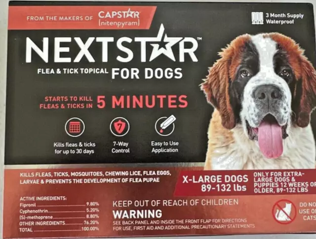 NEXTSTAR for X-LARGE DOGS 89-132lbs Flea Tick Treatment • 3 Month Supply