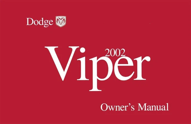 1999 Dodge Viper GTS Original Owner's Manual, Operator Guide, Fuses & More