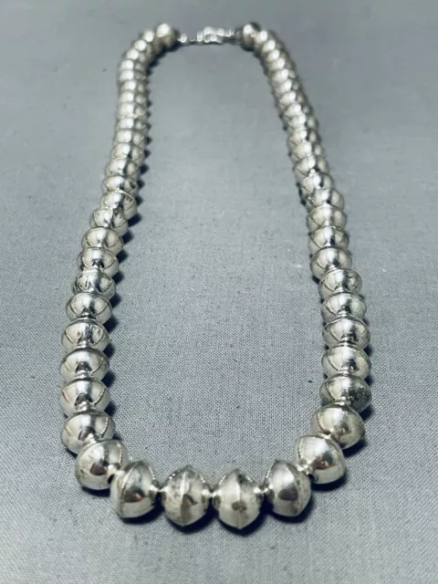 Classic Vintage Navajo Handcarved Sterling Silver Necklace