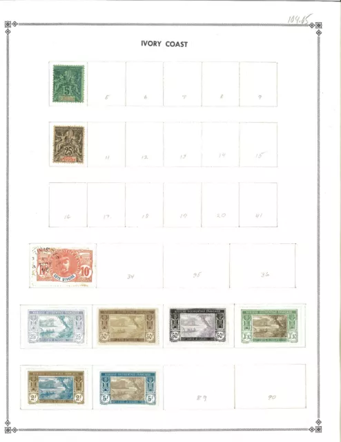 Ivory Coast 1892-1941 M (Mostly) & U on 1 Scott International Blank Page