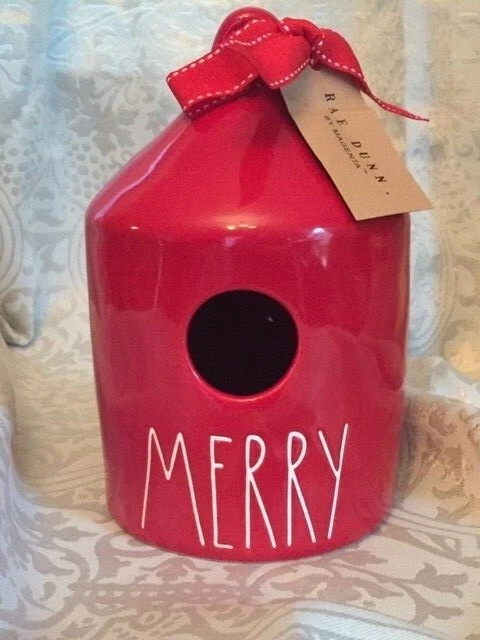 NEW Rae Dunn Rare HTF Christmas BIRDHOUSE RED w/ MERRY Great Christmas Present