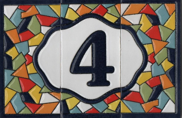 Genuine 11 x 5.5 cm Mosaic Hand-Painted Spanish Ceramic Address Number Tiles 4