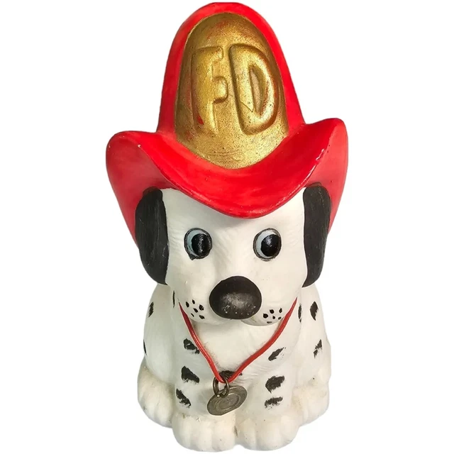 Vintage Jasco Fire Department Ceramic Dalmatian Dog Coin Bank