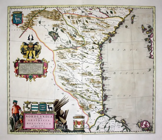 Sweden Sverige Norrland Gestrikland Helsingland Blaeu Bure Mappa Karta 1660