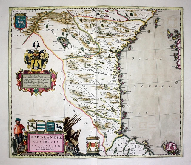 Sweden Sverige Norrland Gestrikland Helsingland Blaeu Bure Mappa Karta 1660