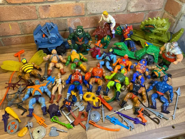 Pacchetto/lotto di action figure e armi miste vintage He-Man MOTU anni '80