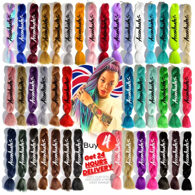 230+ Farben 24" Hochwertige Ombre Dip-Dye Farbverlauf Jumbo Zopf Haar Ext. UK 2