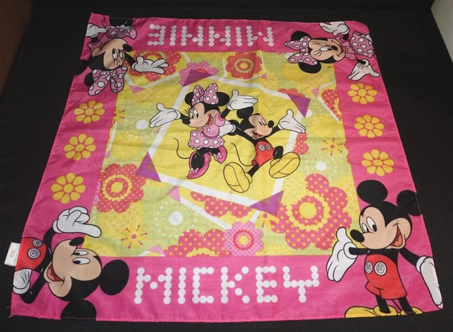 Disney H.E.R. Mickey Minnie Mouse Floral Pink Bandana Scarf 20.5" x 20.5"  LA