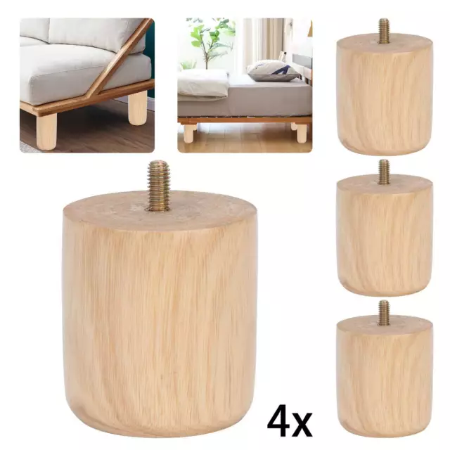 4x Wooden Sofa Legs replacement tapered feet for stool bed chair TURNED WOOD