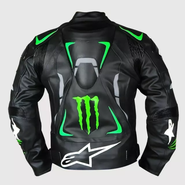 Kawasaki Ninja Monster Men's Cowhide Leather Motorcycle Racing Biker Jacket