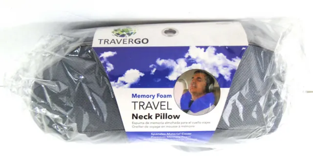 TRAVERGO Memory Foam U Shaped Travel Pillow Neck Support Head Back Cushion Gray
