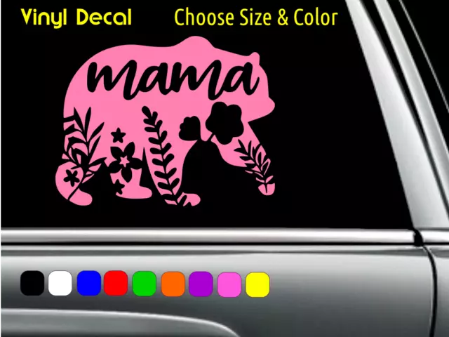 MAMA BEAR Grizzly Bear Sticker Decal Laptop Car Window Wall CHOOSE SIZE COLOR