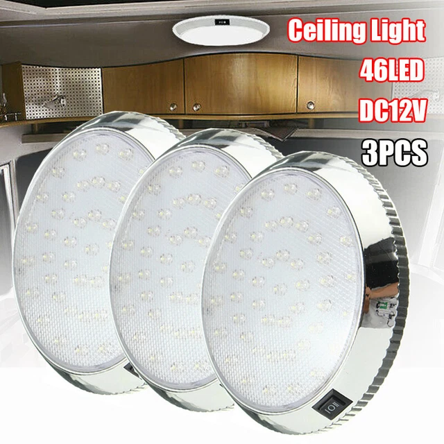 RV BOAT 46LED Cabin Ceiling Roof Light Caravan Lamp Headlamp Truck Car