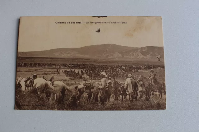 CPA MAROC - colonne de FEZ 1911 - une grande halte