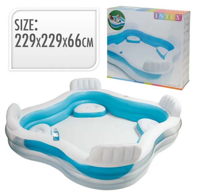 Intex Large Swim Center Family Paddling Pool Garden Summer Inflatable With Seats