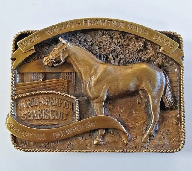 2002 Willits Frontier Days Seabiscuit Bronze Belt Buckle