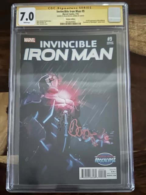 Invincible Iron Man 9 CGC SS 7.0 Turcotte Variant 1st App Riri Signed By Bendis